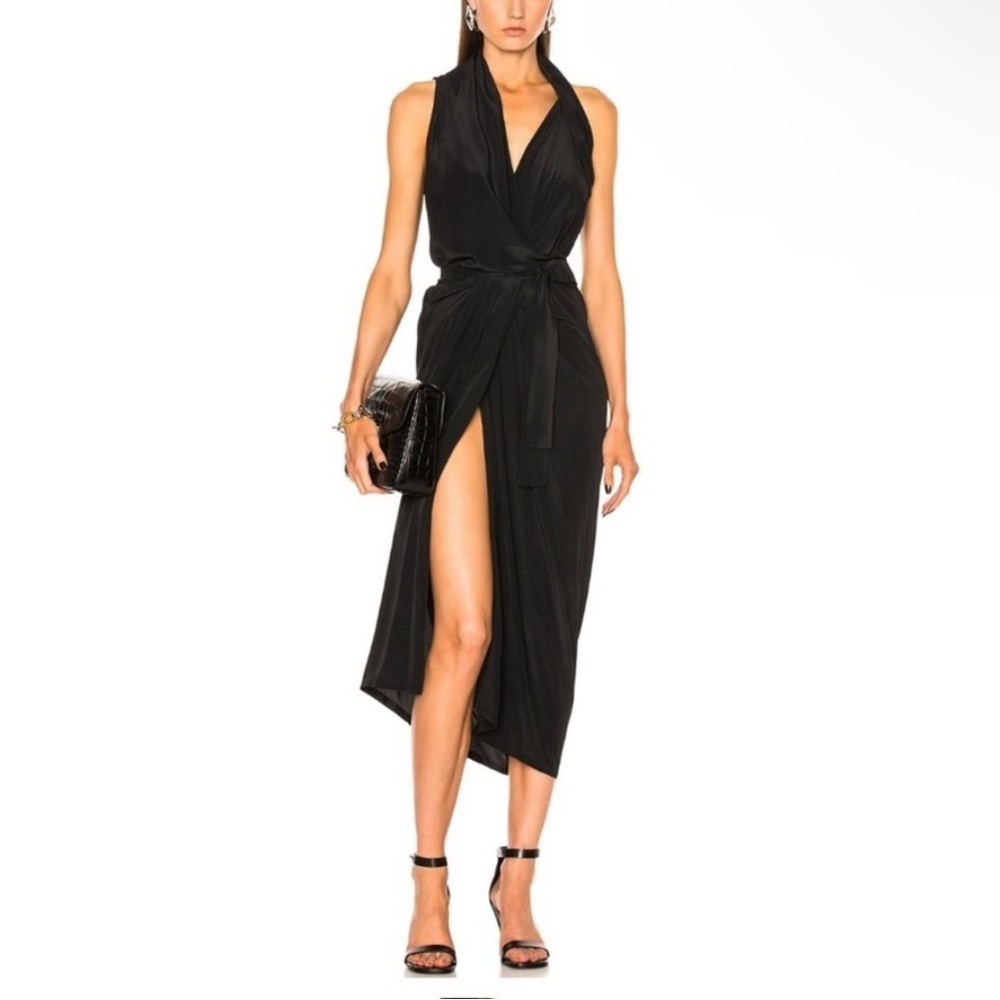 Rick Owens Red Asymmetric Sleeveless Wrap Dress